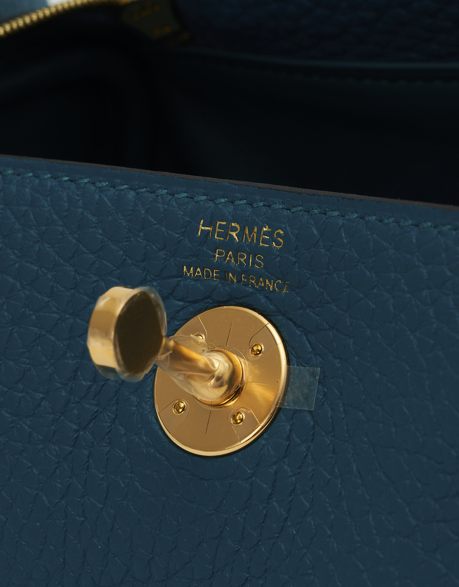 Hermes Mini Lindy Vert Bosphore Clemence Gold Hardware - MAISON de LUXE