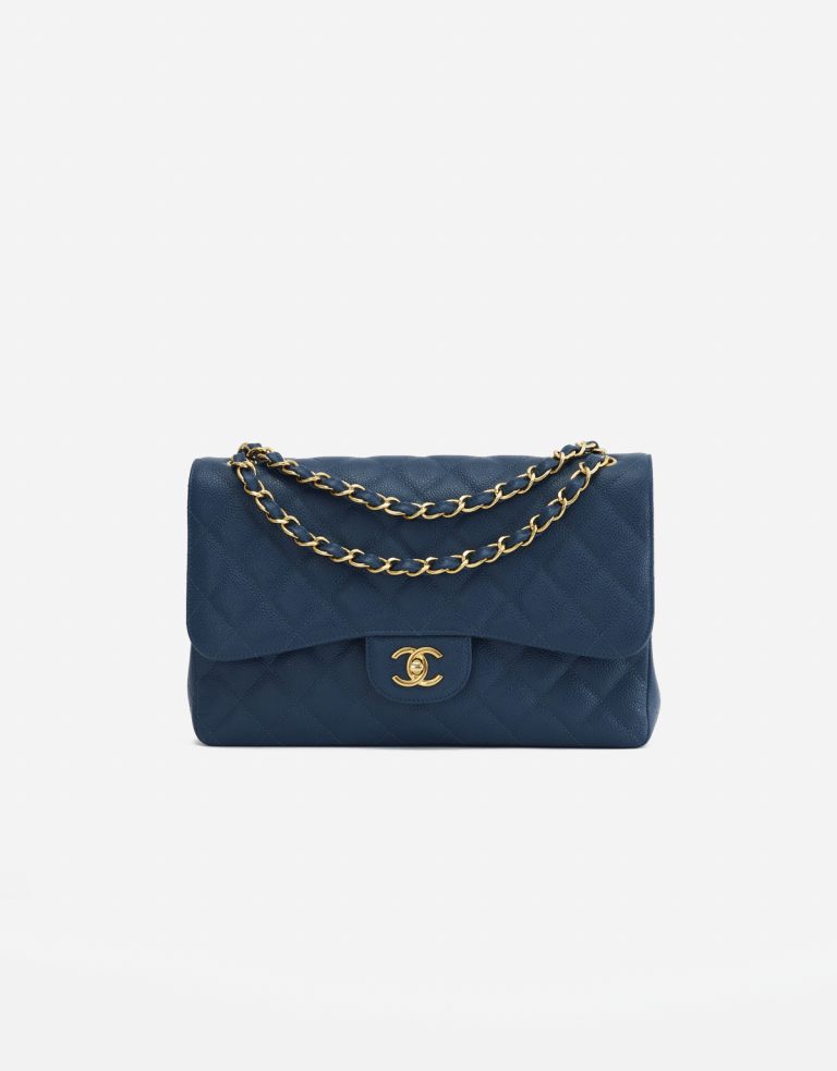 A pre-loved Chanel Timeless Jumbo Caviar Blue on SACLÀB