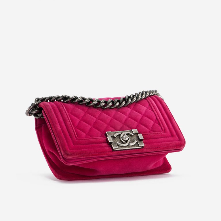 Sac Chanel d'occasion Boy Petit Velours Rose Rose | Vendez votre sac de créateur sur Saclab.com