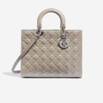 Dior Lady große Tasche Lackleder Grau