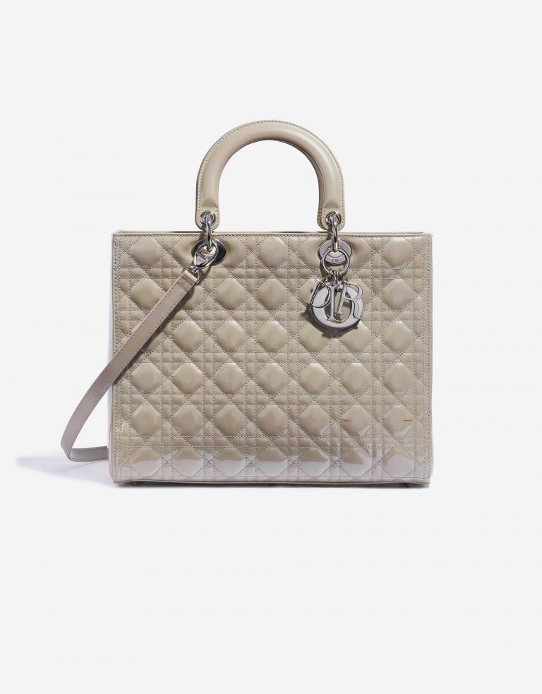 Dior Lady große Tasche Lackleder Grau