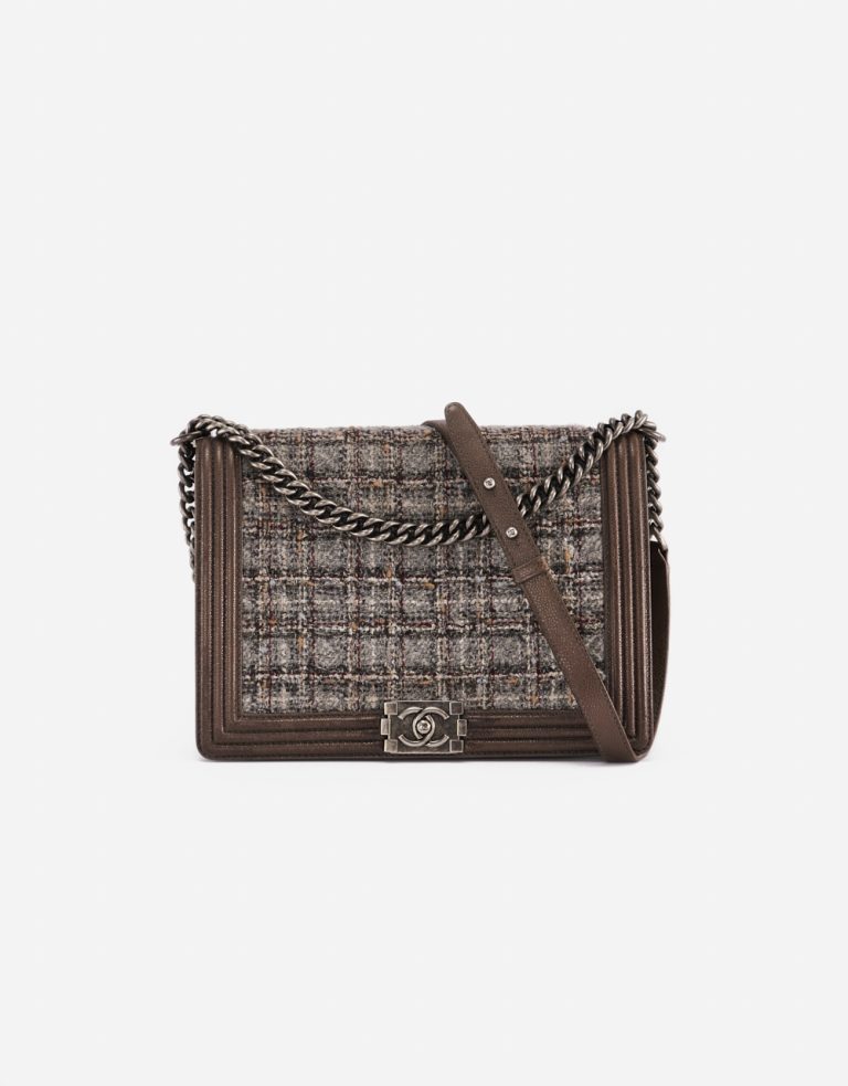 Chanel Boy Large Tweed Caviar Brown SACLAB