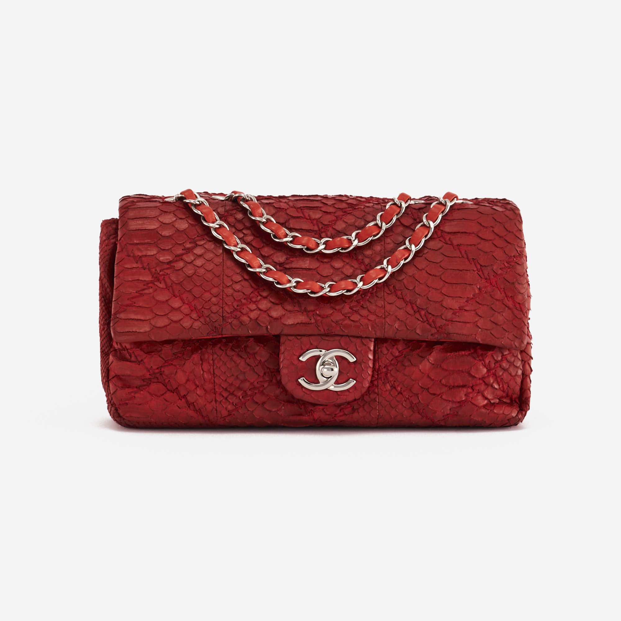 chanel red snakeskin bag
