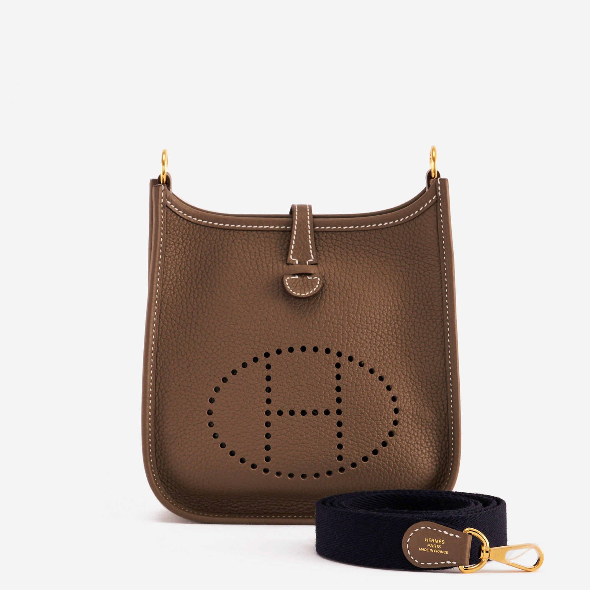 Pre-owned Hermès bag Evelyne 16 Amazone Etoupe / Bleu Indigo Brown | Sell your designer bag on Saclab.com