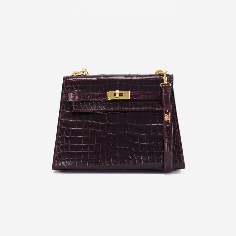 Hermès Kelly 20 Crocodile Porosus Burgundy