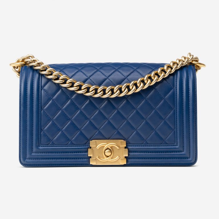 Chanel Boy Ancienne Taille Moyenne Agneau Bleu