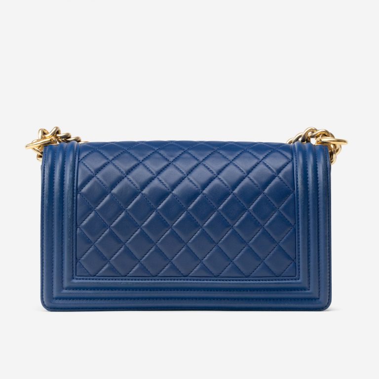 Chanel Boy Ancienne Taille Moyenne Agneau Bleu