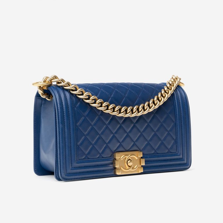 Chanel Boy Ancienne Taille Moyenne Agneau Bleu