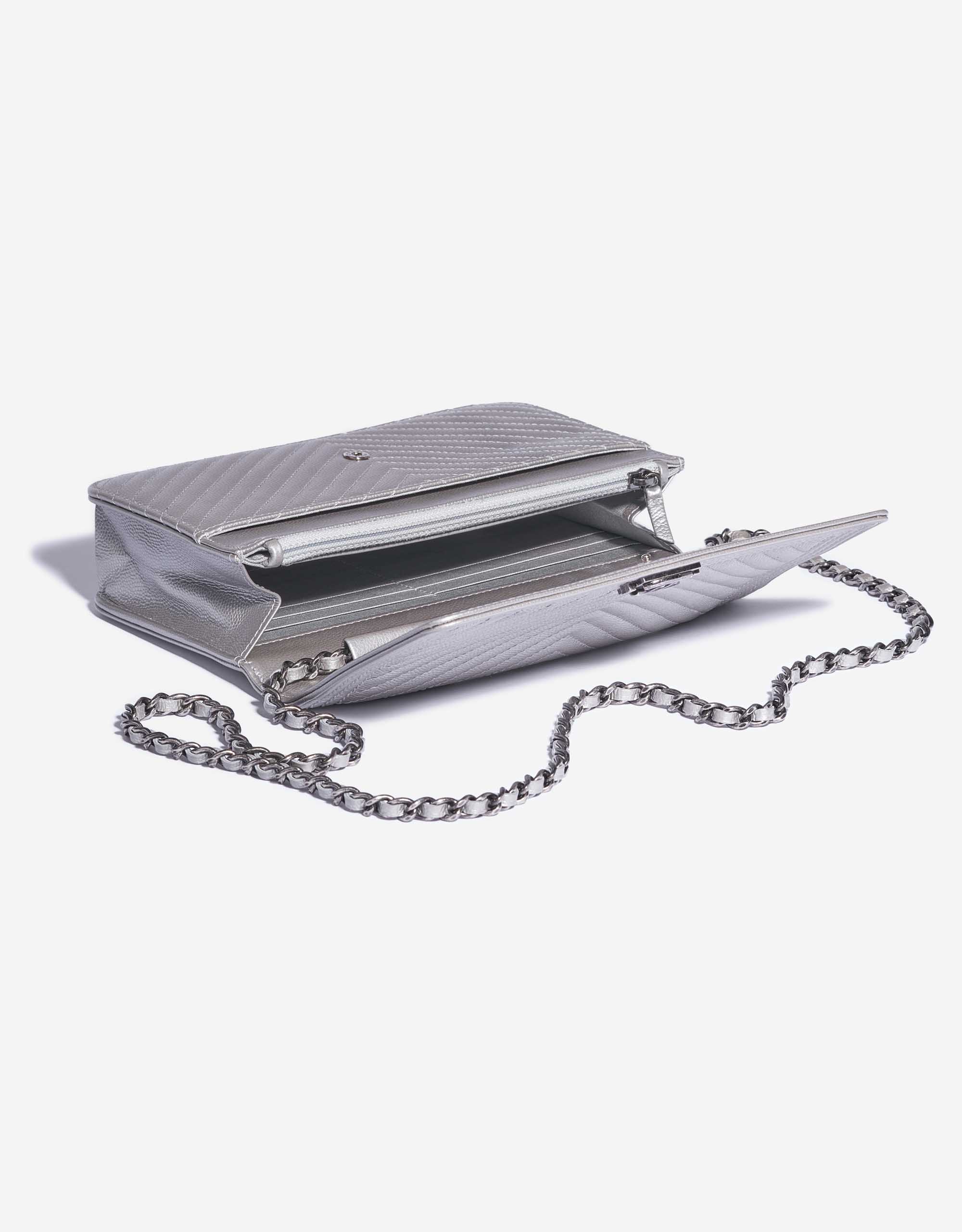 silver chanel wallet chain