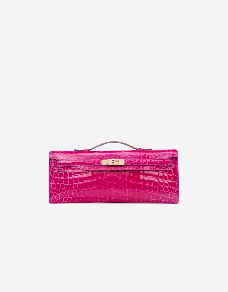 Hermès Kelly Pochette Cut Crocodile Niloticus Rose Shéhérazade