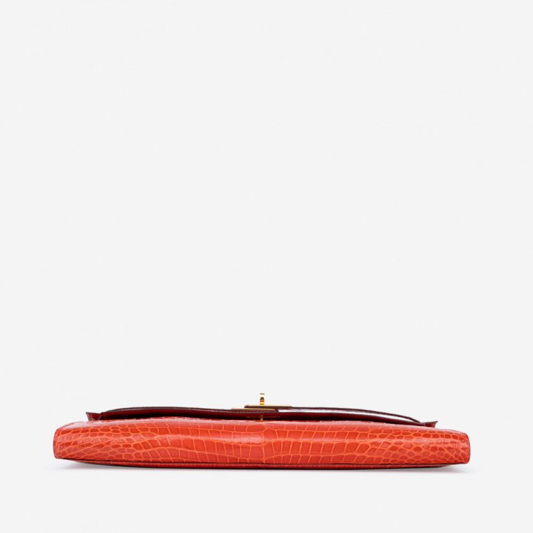 Sac Hermès d'occasion Kelly Cut Clutch Porosus Crocodile Orange Poppy Orange | Vendez votre sac de créateur sur Saclab.com