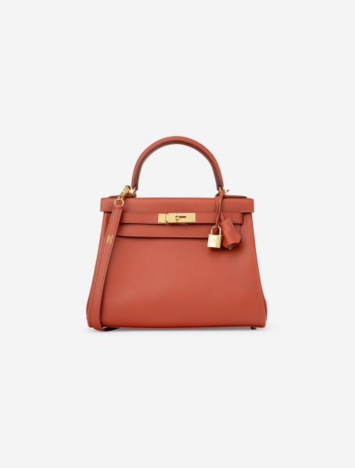 Pre-owned Hermès bag Kelly 28 Evercolor Brique Orange, Red | Sell your designer bag on Saclab.com