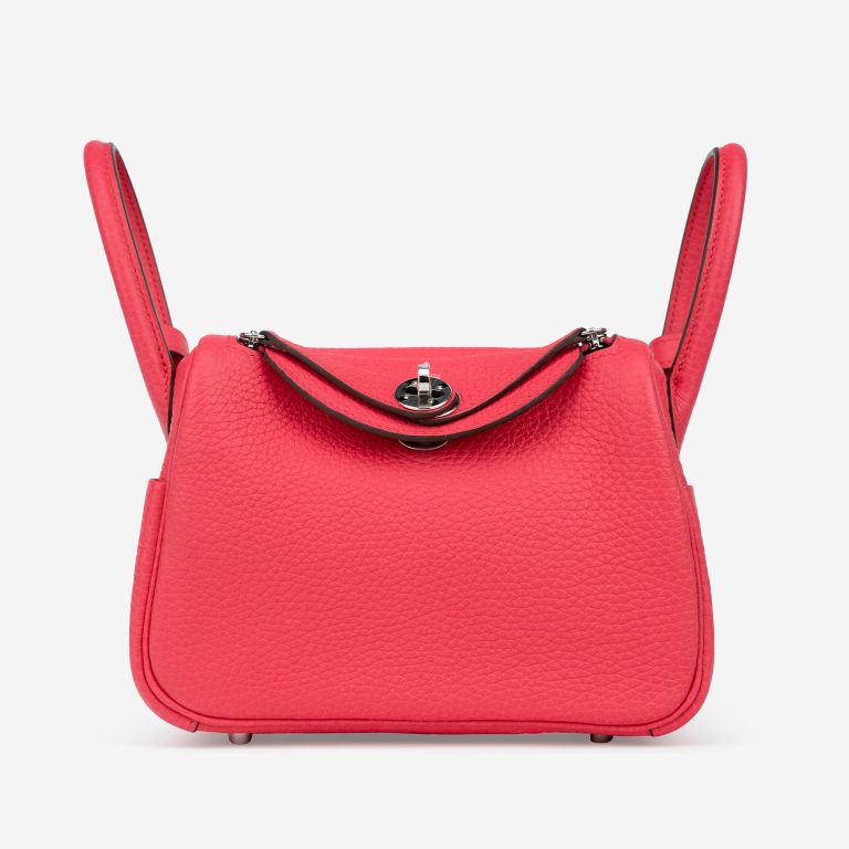 Pre-owned Hermès bag Lindy Mini Clemence Rose Extreme Pink, Red | Sell your designer bag on Saclab.com