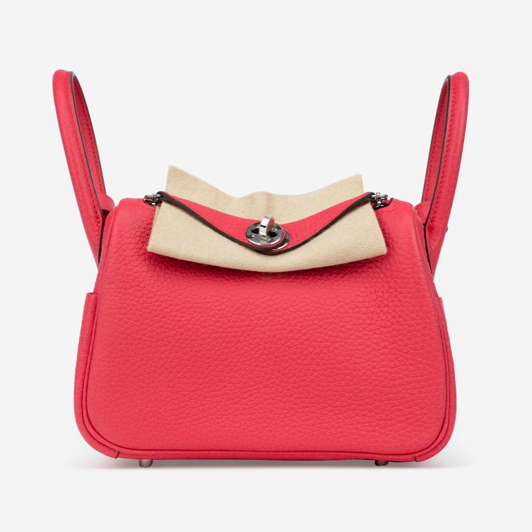 Pre-owned Hermès bag Lindy Mini Clemence Rose Extreme Pink, Red | Sell your designer bag on Saclab.com