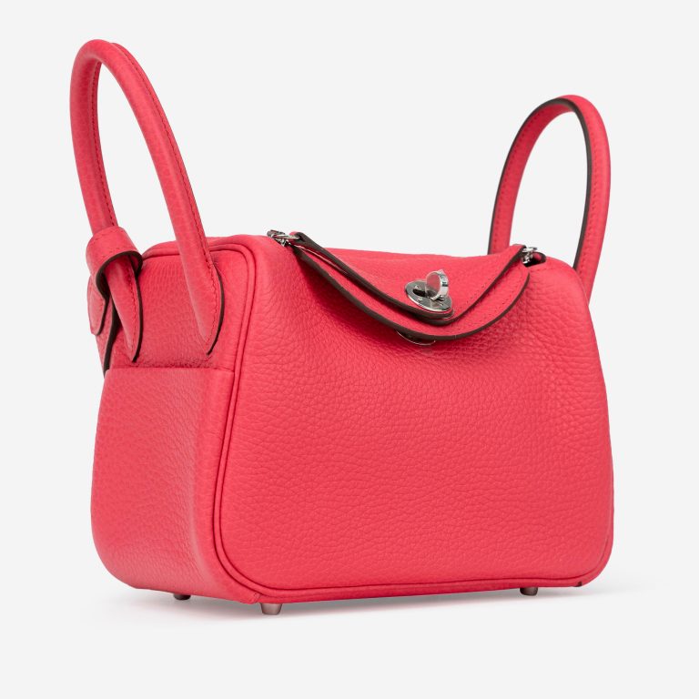 Pre-owned Hermès bag Lindy Mini Clemence Rose Extreme Pink, Red | Sell your designer bag on Saclab.com