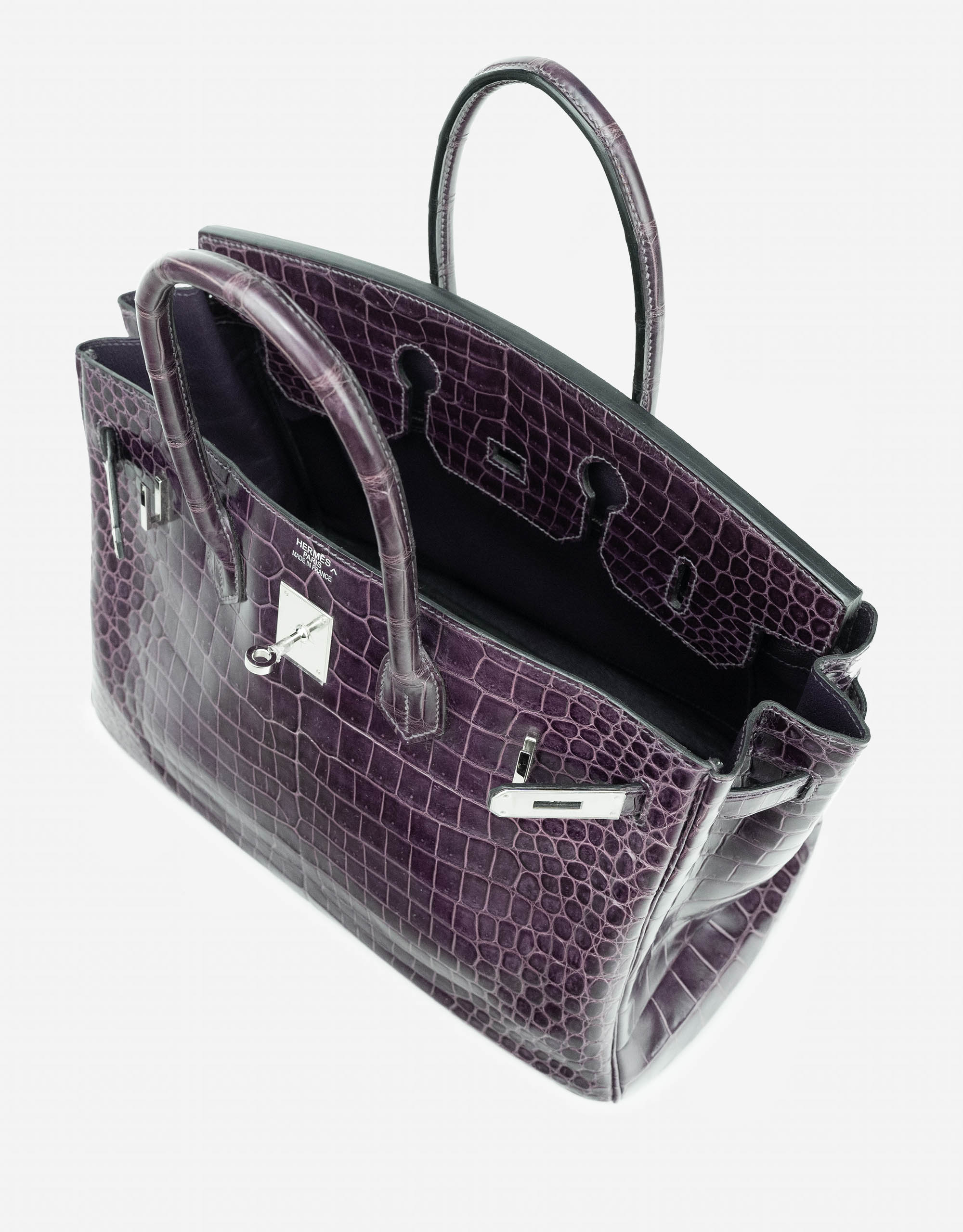 Hermès Birkin 35 Crocodile Amethyst Bag