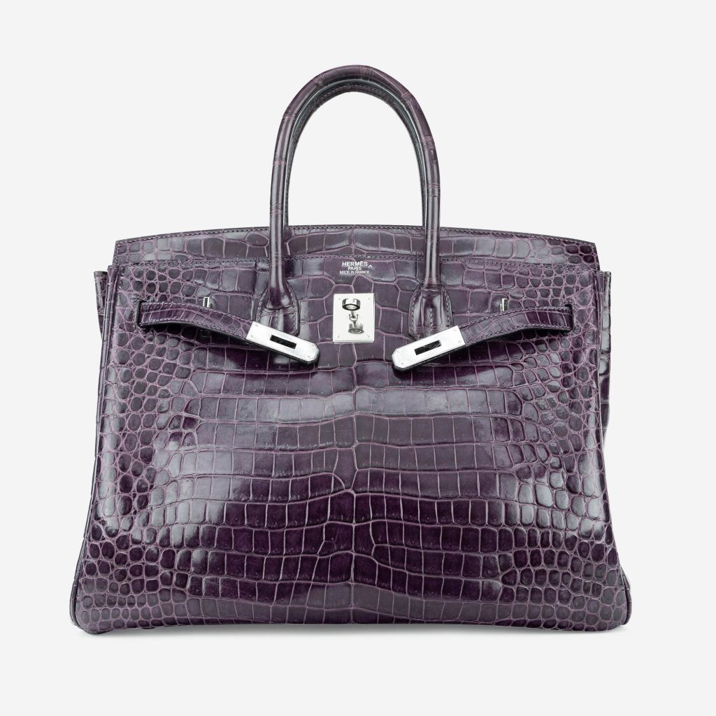 Hermès Birkin 35 Porosus Crocodile Amethyst | SACLÀB