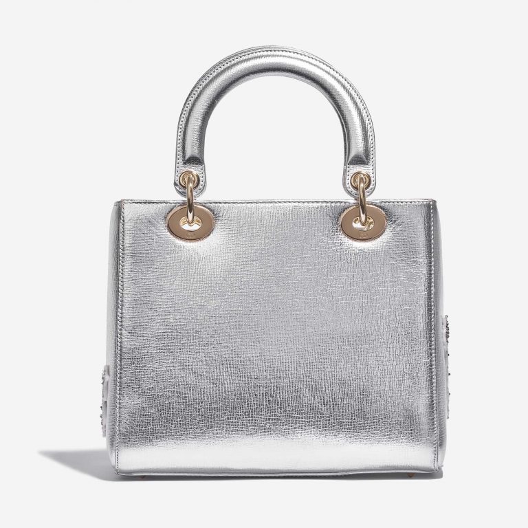 Dior Lady mittelgroße Tasche Kalbsleder Silber