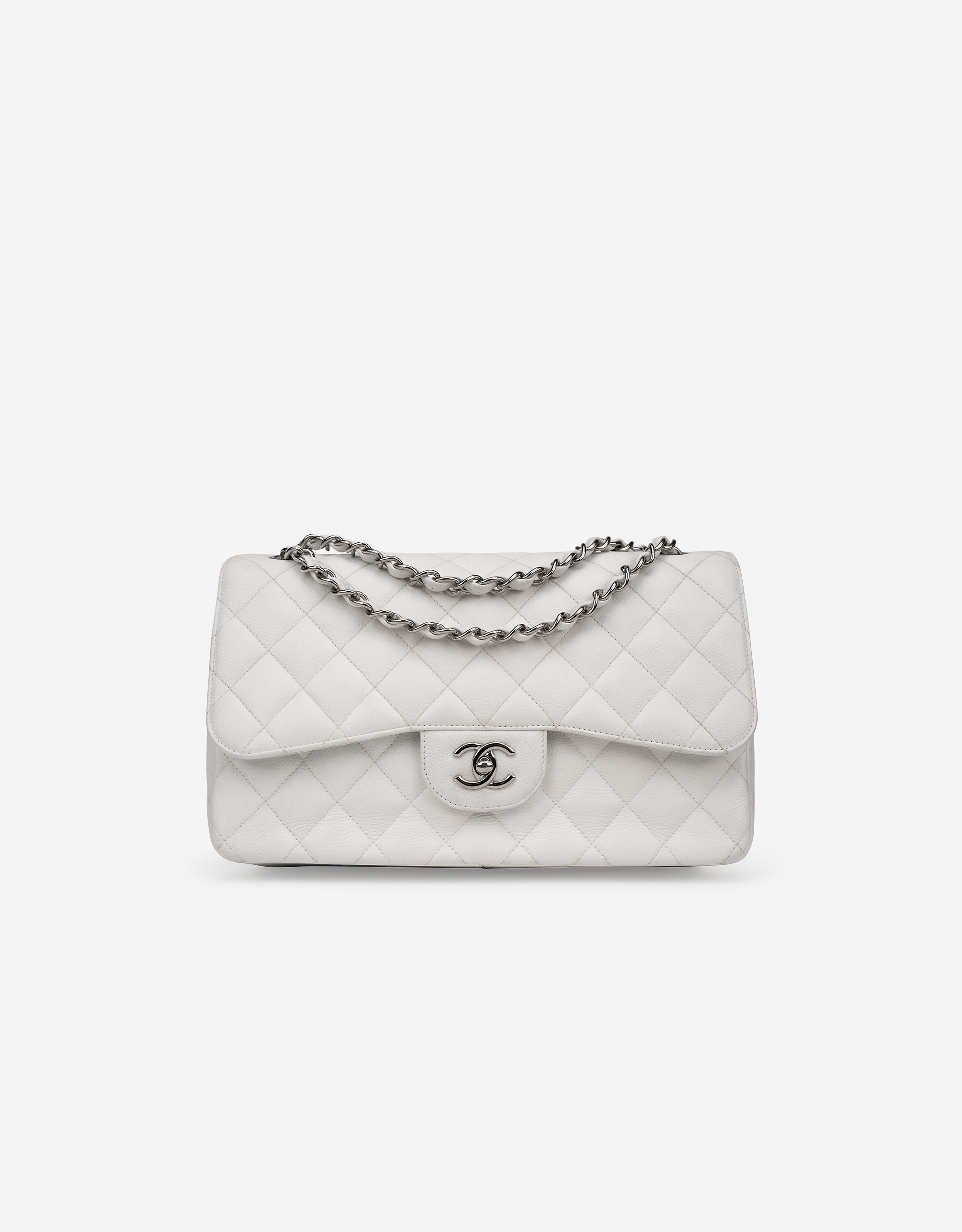 Chanel Timeless Jumbo Caviar White | SACLÀB