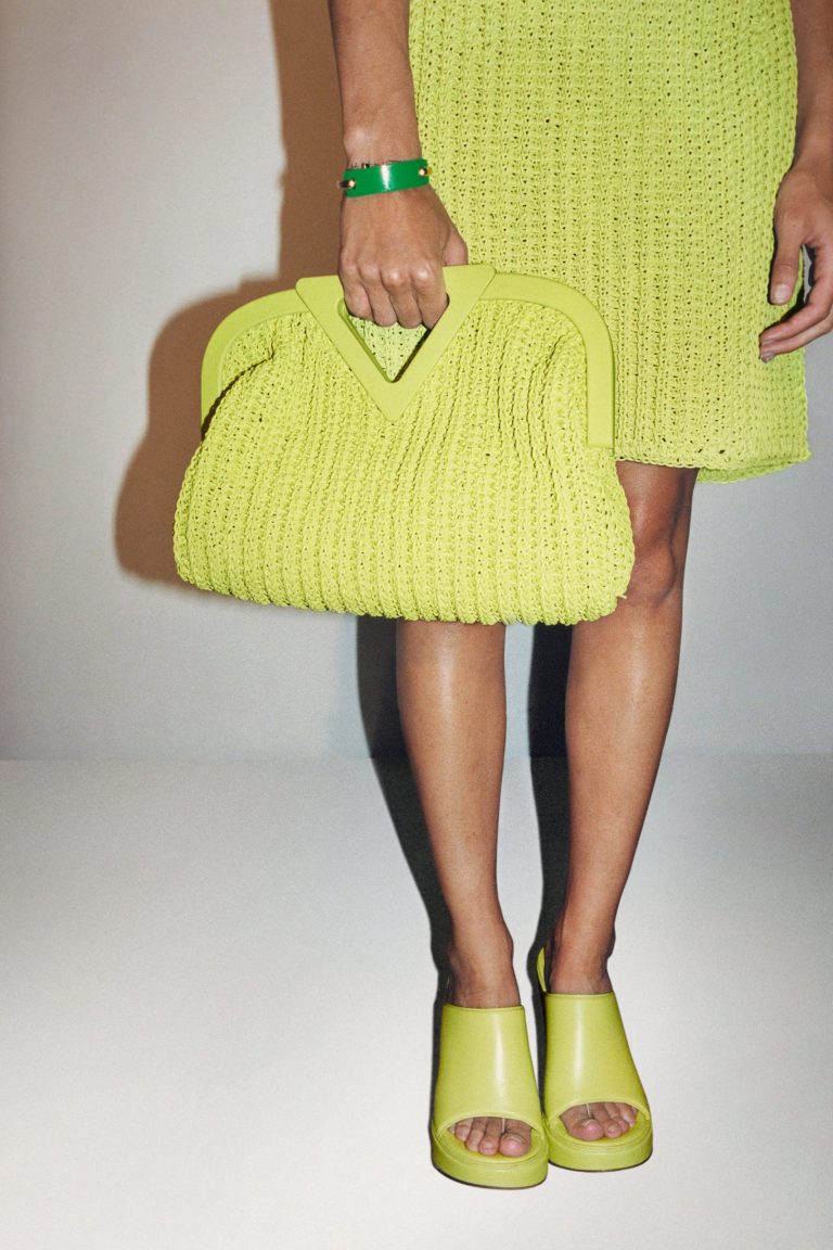 Bottega Veneta Spring Summer 2021 yellow knitted clutch