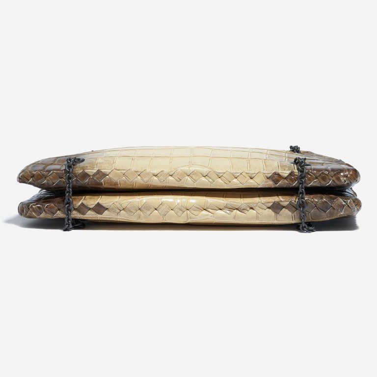 Sac d'occasion Bottega Veneta Double Chain Shoulder Crocodile Himalaya Brown, White | Vendez votre sac de créateur sur Saclab.com