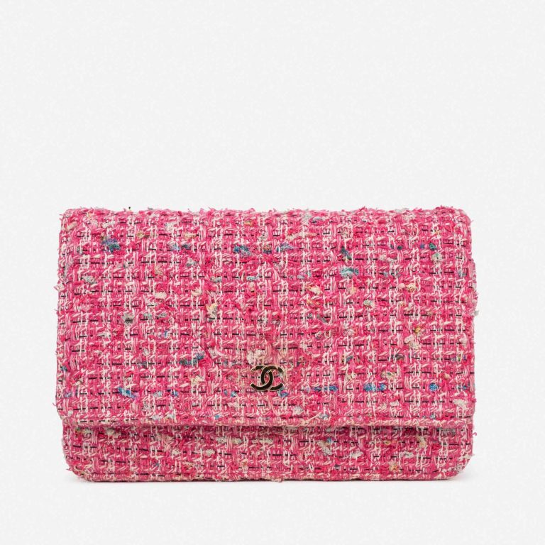 Pre-owned Chanel bag Timeless WOC Tweed Pink Multicolour, Pink | Sell your designer bag on Saclab.com