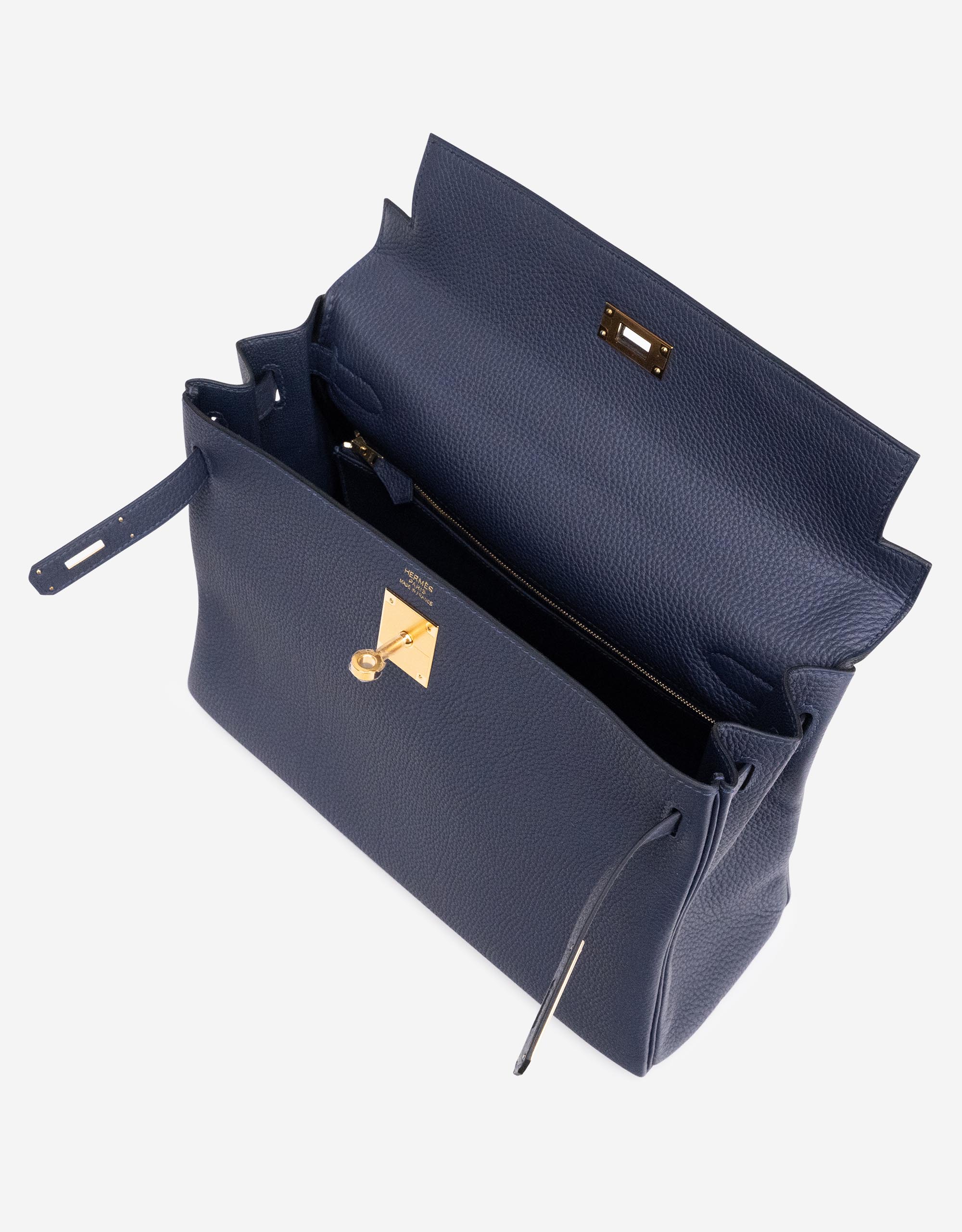 Kelly 25 Bleu Nuit in Togo Leather with Gold Hardware – Diamonds