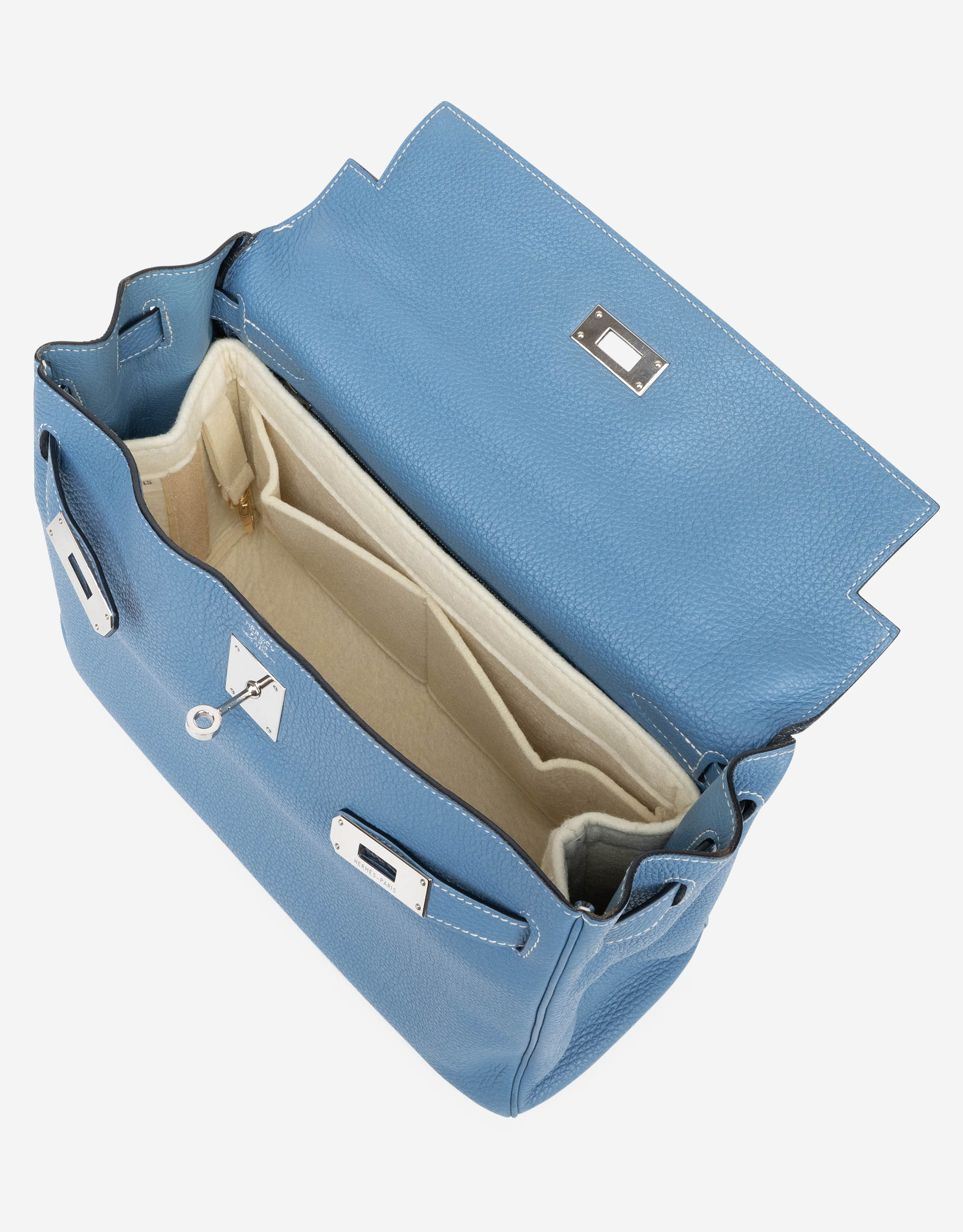 Hermes 27cm Blue Jean Togo Leather Market Bag - Yoogi's Closet