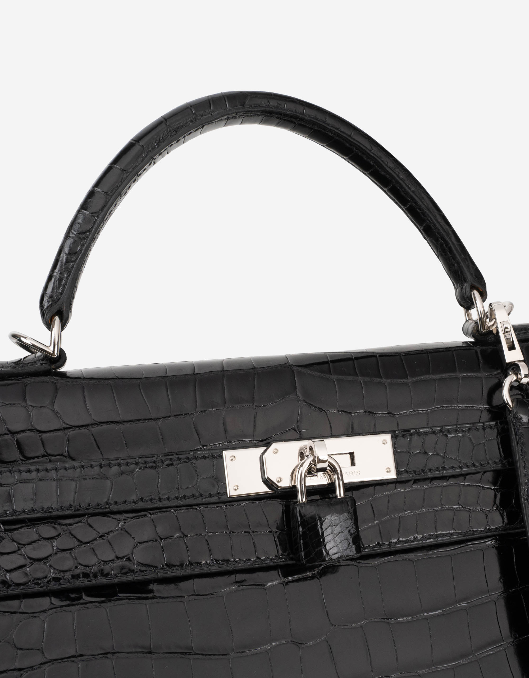 Hermès Kelly 32 BLACK POROSUS CROCO Exotic leather ref.483478