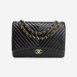 Chanel Timeless Maxi-Tasche Lammleder Chevron Schwarz