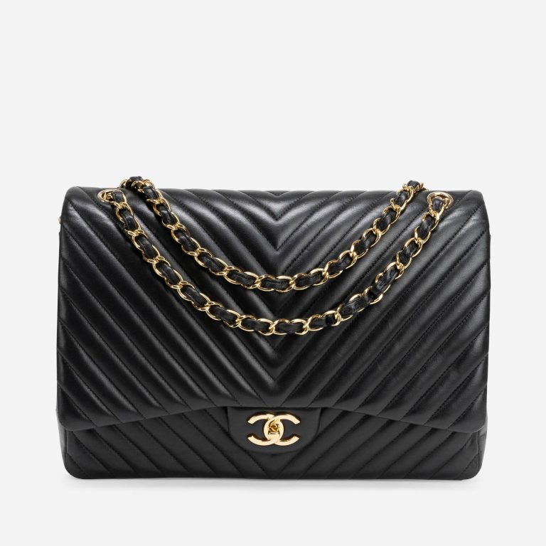 Sac Chanel d'occasion Timeless Maxi Lamb Chevron Black Black | Vendez votre sac de créateur sur Saclab.com