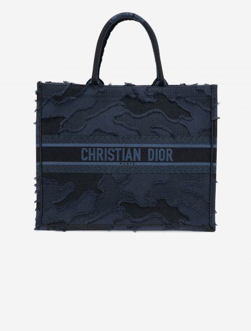 Dior Book Tote Large Camouflage Embroidery Blue