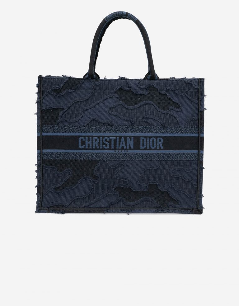 Dior Book Tote Large Camouflage Embroidery Blue