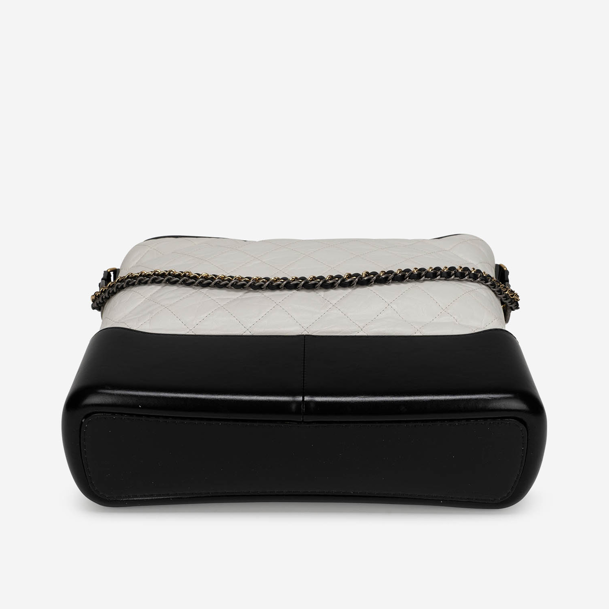 CHANEL Hobo Gabrielle bag in black and white leather - VALOIS