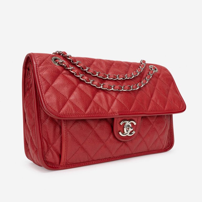 Pre-owned Chanel bag Timeless French Riviera Jumbo Caviar Red Red | Sell your designer bag on Saclab.com