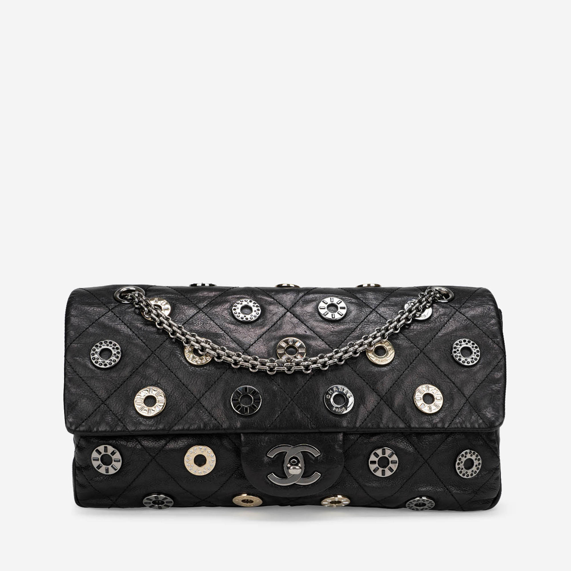 Gebrauchte Chanel Tasche Timeless Medium Swarovski / Chevre Schwarz Schwarz | Verkaufen Sie Ihre Designer-Tasche auf Saclab.com