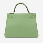 Pre-owned Hermès bag Kelly 32 Evercolor Vert Criquet Green | Sell your designer bag on Saclab.com
