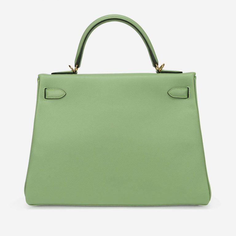 Pre-owned Hermès bag Kelly 32 Evercolor Vert Criquet Green | Sell your designer bag on Saclab.com