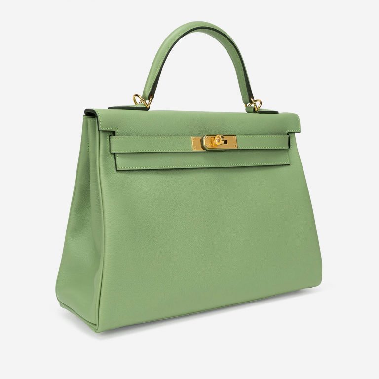 Pre-owned Hermès bag Kelly 32 Evercolor Vert Criquet Green | Sell your designer bag on Saclab.com