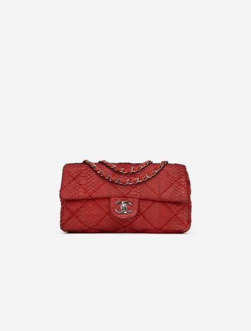 Chanel Classique Python Taille Moyenne Rouge