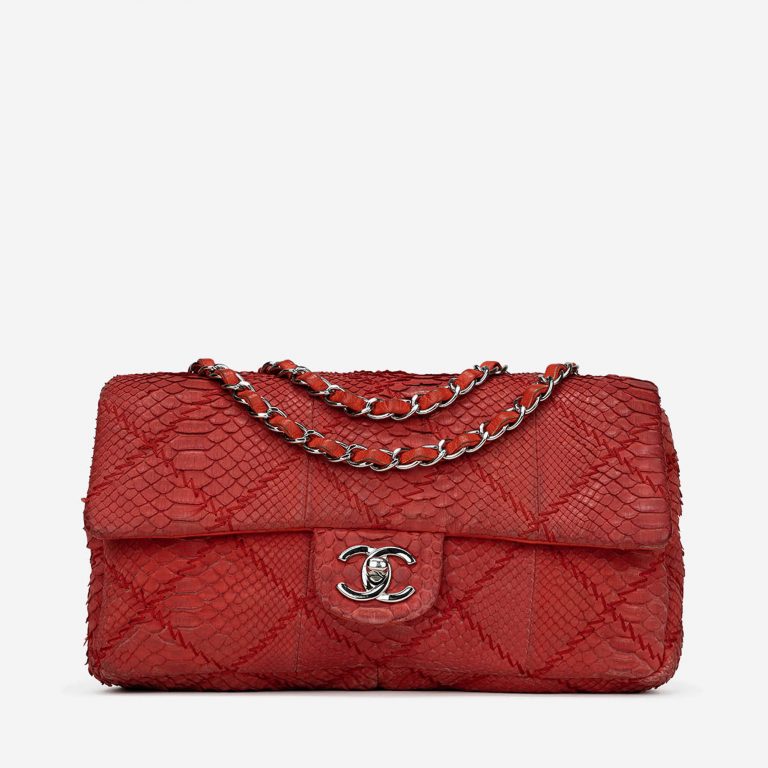 Pre-owned Chanel bag Timeless Medium Python Red Red | Sell your designer bag on Saclab.com