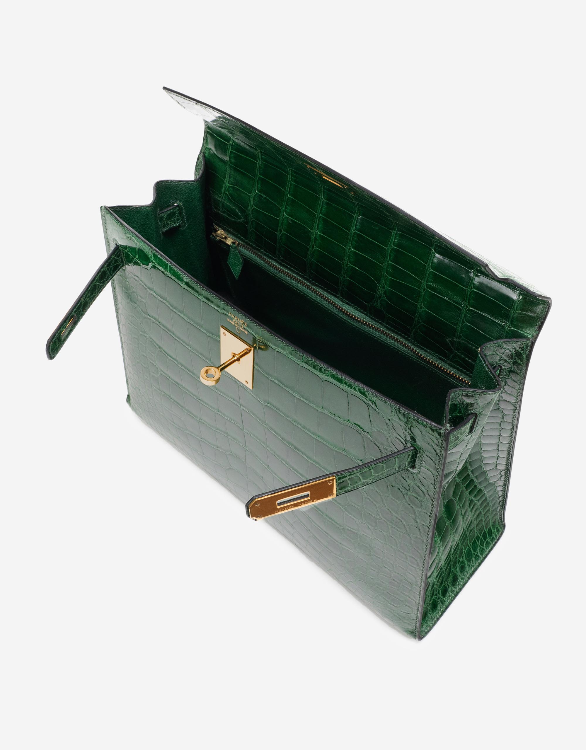 Hermès Kelly Sellier 35 Vert Emerald - Alligator GHW