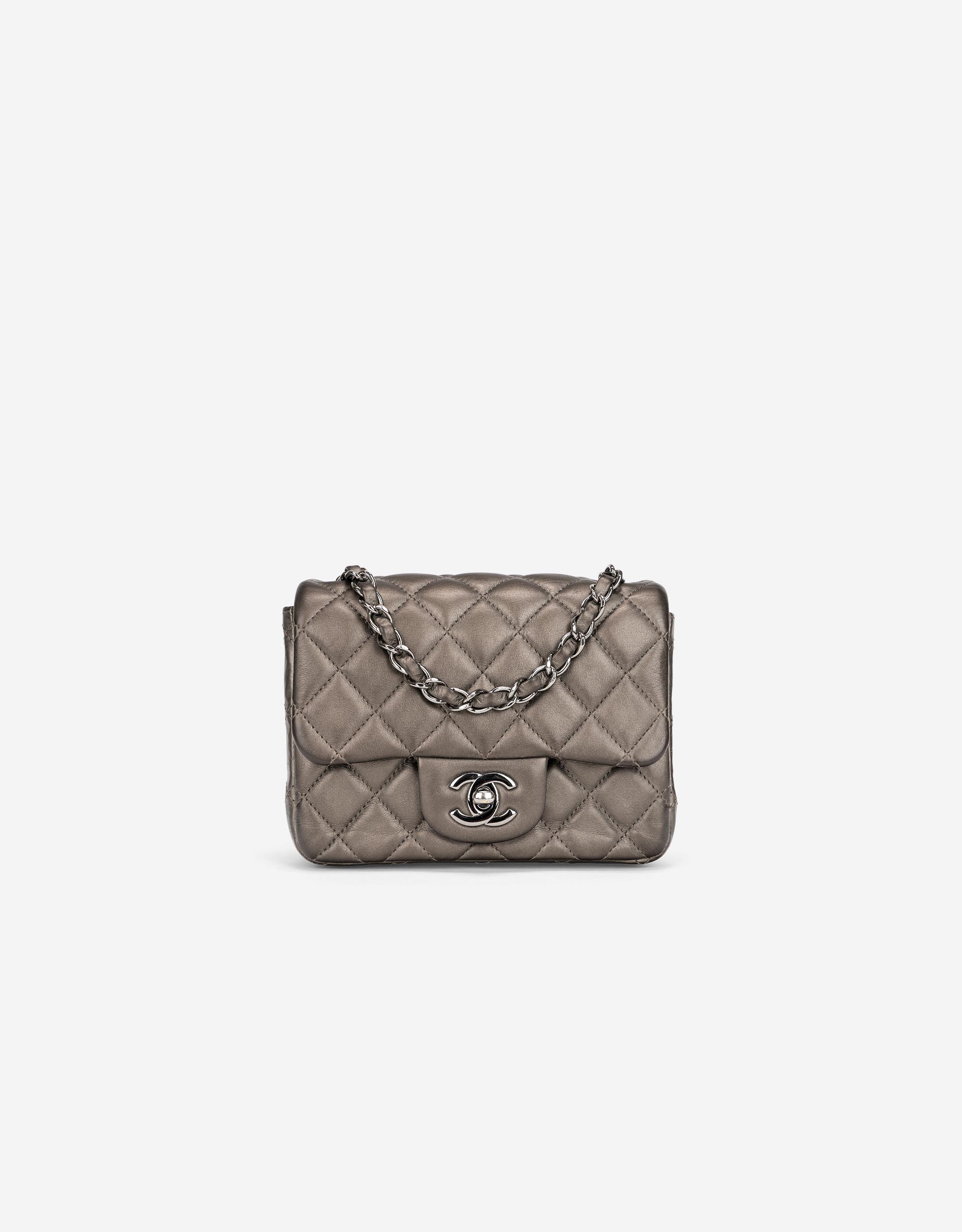 Chanel Timeless Mini Square Lamb Grey Metallic