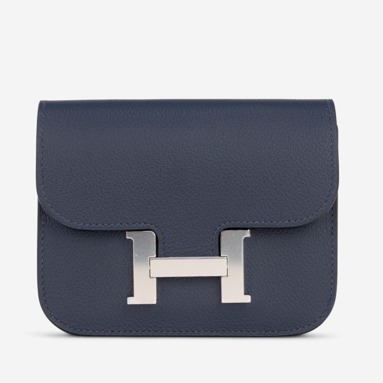 Hermès Constance Portefeuille Slim Evercolor Blau Nuit