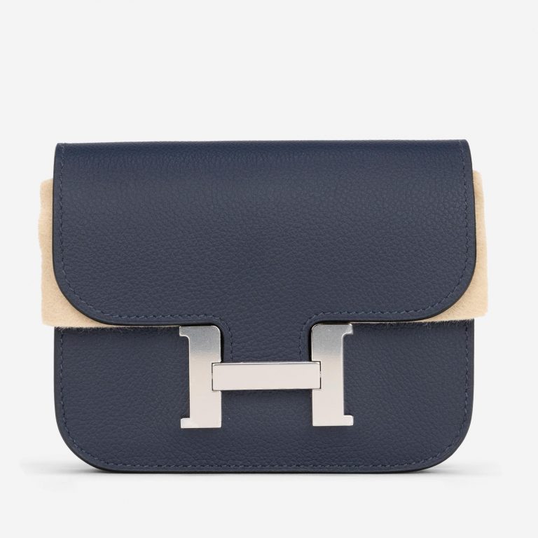 Hermès Constance Portefeuille Slim Evercolor Blau Nuit