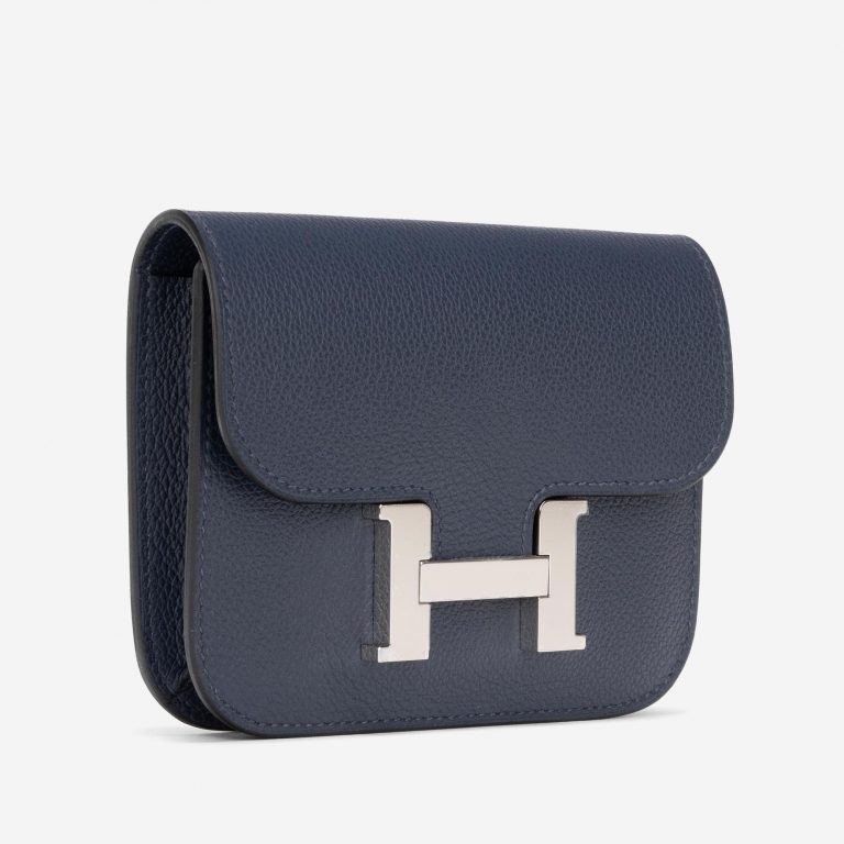 Hermès Constance Portefeuille Slim Evercolor Blau Nuit