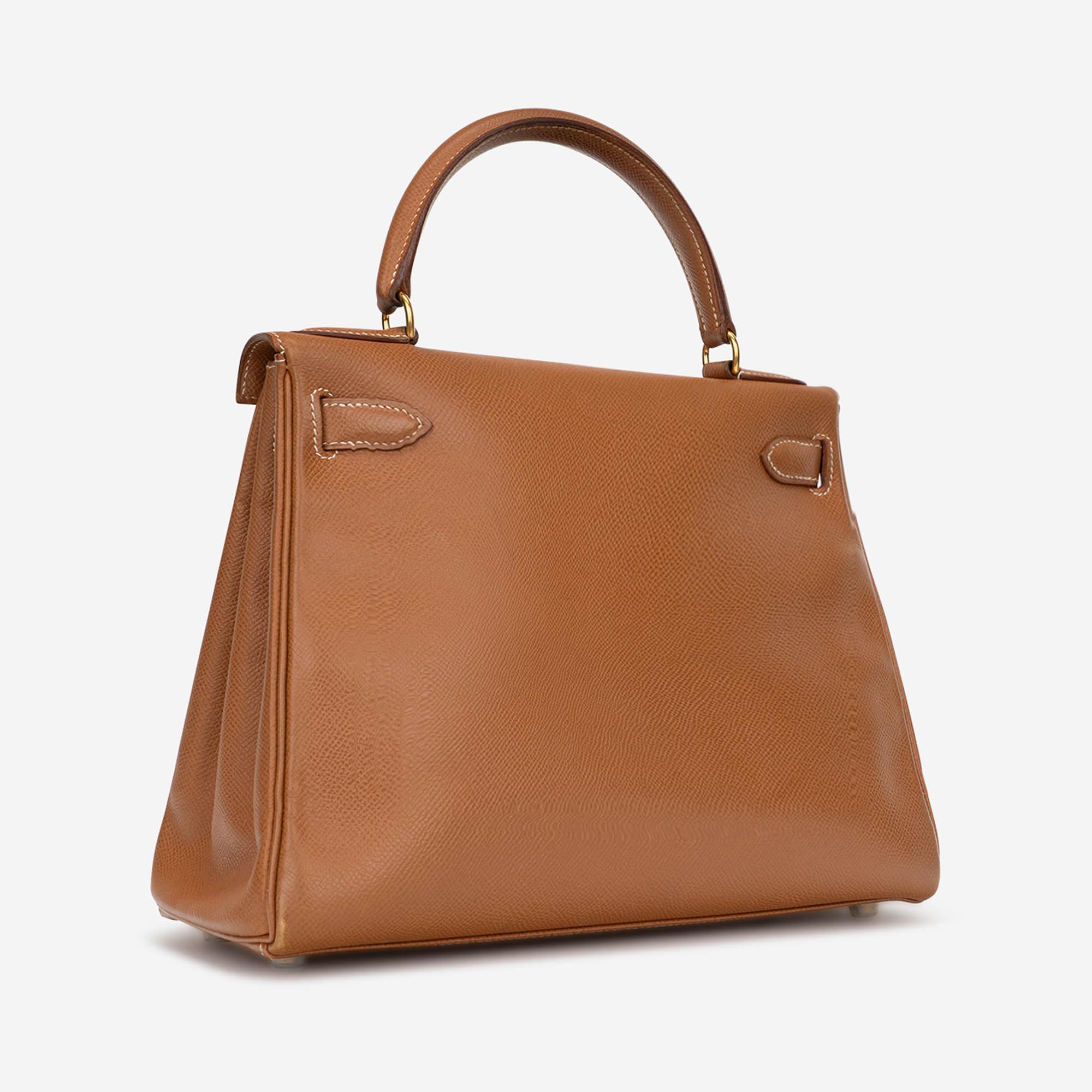 Hermes Kelly 40 Retourne Courchevel Gold Brown GHW