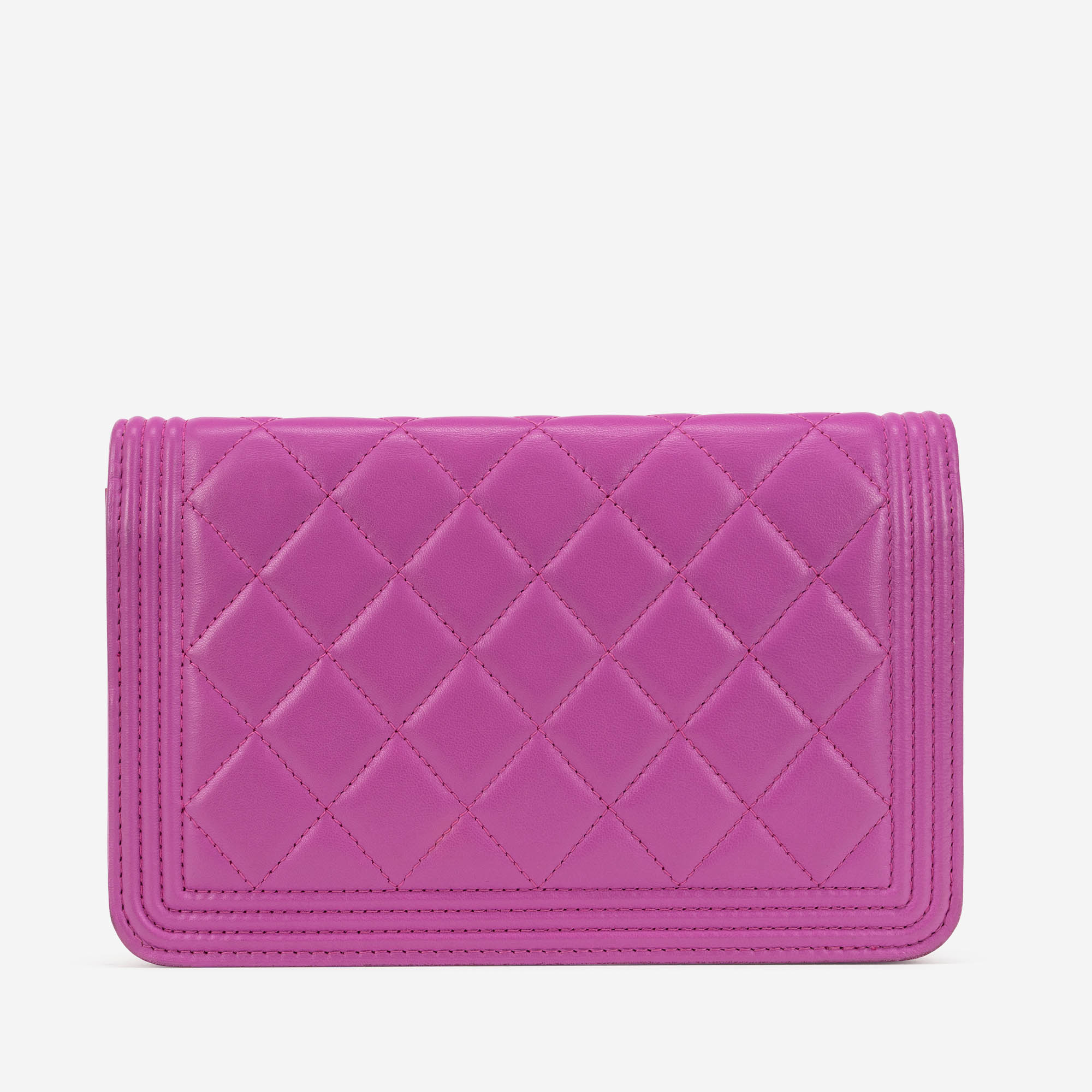 CHANEL Caviar Quilted Boy Wallet On Chain WOC Light Pink 1322913