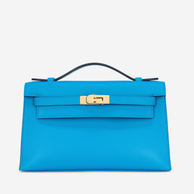 Pre-owned Hermès bag Kelly Pochette Swift Blue Frida Blue | Sell your designer bag on Saclab.com