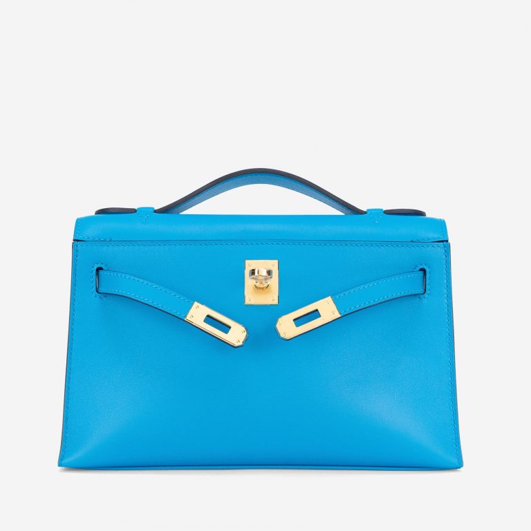 Pre-owned Hermès bag Kelly Pochette Swift Blue Frida Blue | Sell your designer bag on Saclab.com